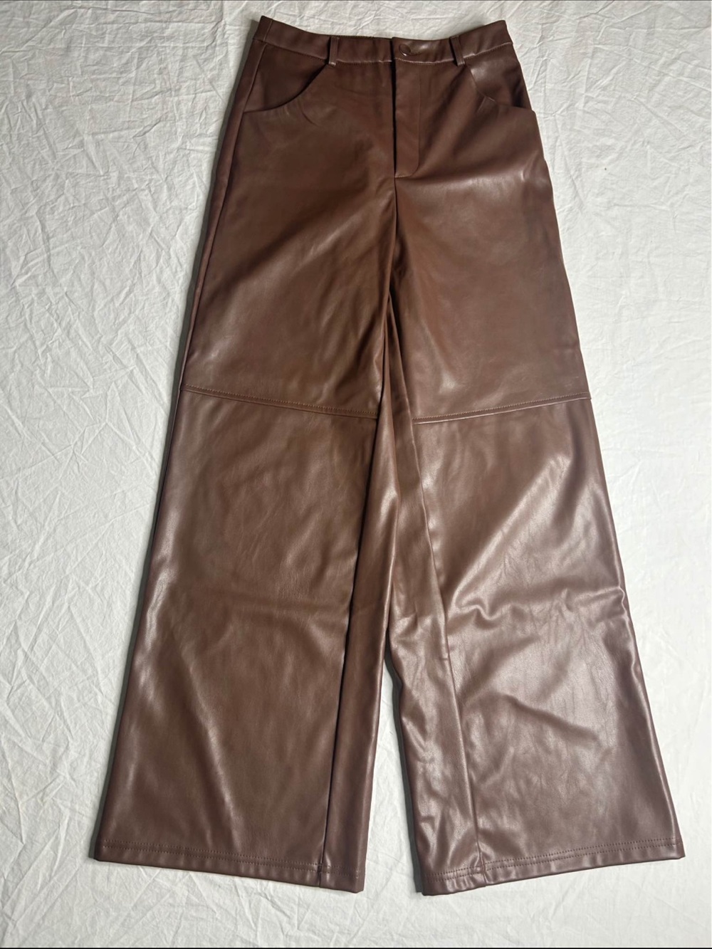 Brown Faux Leather Boyfriend Jeans